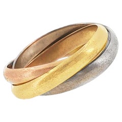 Cartier 18K Tri-Color Gold Trinity Rolling Ring Size 59 Box & Papers