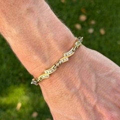 Curved Channel Set Diamond 14 Karat Yellow Gold Link Bracelet