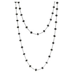 Kwiat 18 Karat White Gold Faceted Natural Black Diamond Bead 44 Inch Necklace