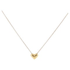Tiffany & Company 18 Karat yellow Gold Puff Heart Pendant Necklace