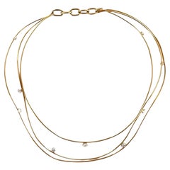 Multi Row Diamond 18 Karat Yellow Gold Multi-Row Contemporary Collar Necklace