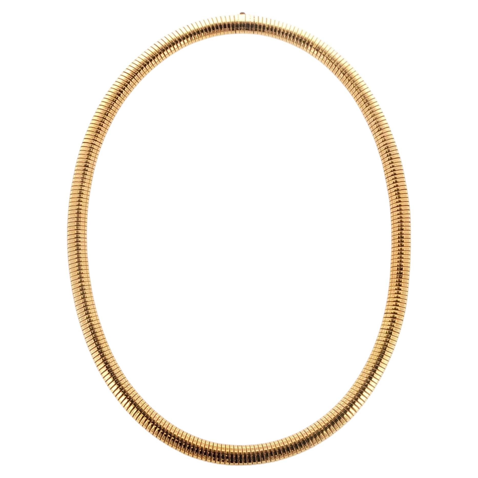 18 Karat Rose Tubogas Vintage 17 Inch Necklace For Sale