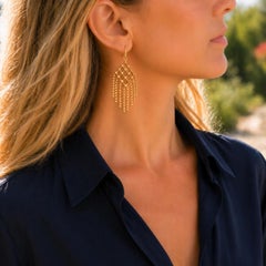 Tiffany & Co. 18 Karat Yellow Gold Bead Fringe Drop Dangle Earrings