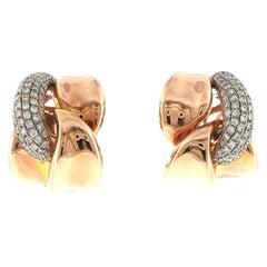 Pavé Diamond X Motif 14 Karat Rose Gold Leverback Earrings