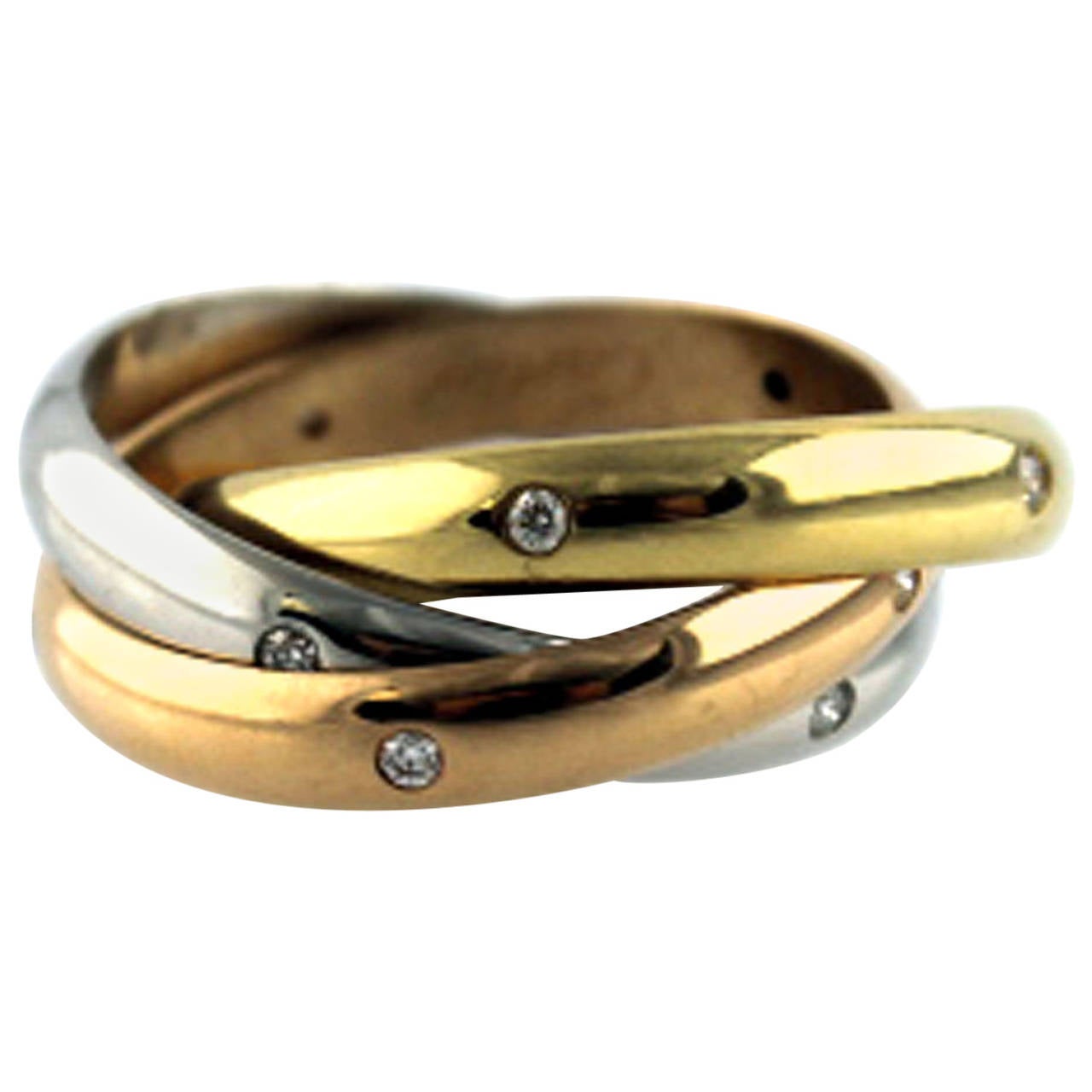Cartier Diamond Tricolor Gold Trinity Ring