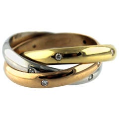 Cartier Diamond Tricolor Gold Trinity Ring