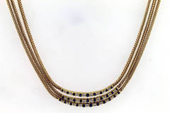 1970s Tiffany & Co. Sapphire Diamond Gold Necklace