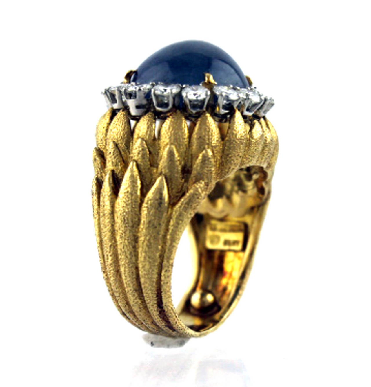 David Webb Star Sapphire Diamond Gold Ring 2
