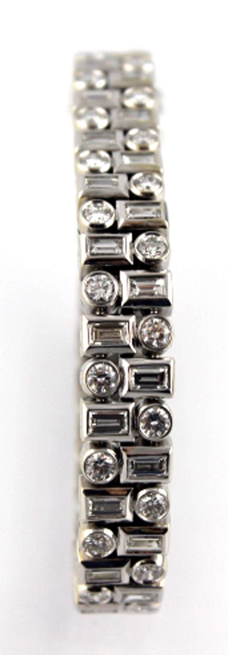 Modern Diamond Platinum Two Row Line Bracelet 