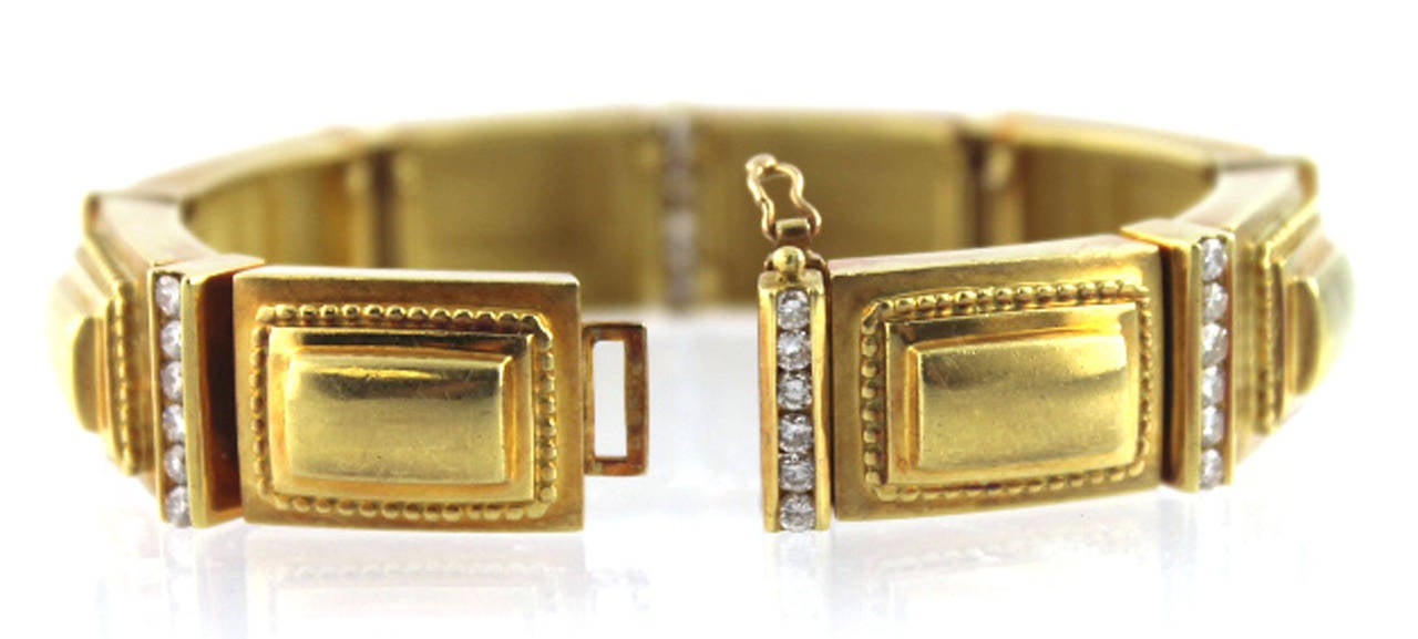 Modern SeidenGang Diamond Gold Etruscan Style Bracelet