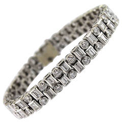 Diamond Platinum Two Row Line Bracelet 