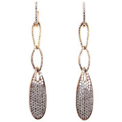 Pave Diamond Gold Dangle Earrings
