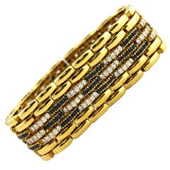  Sapphire Diamond Gold Seven Row Link Bracelet