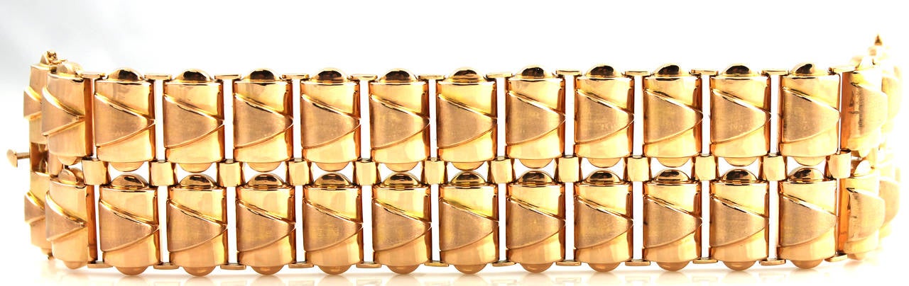 Retro Wide Rose Gold Link Bracelet