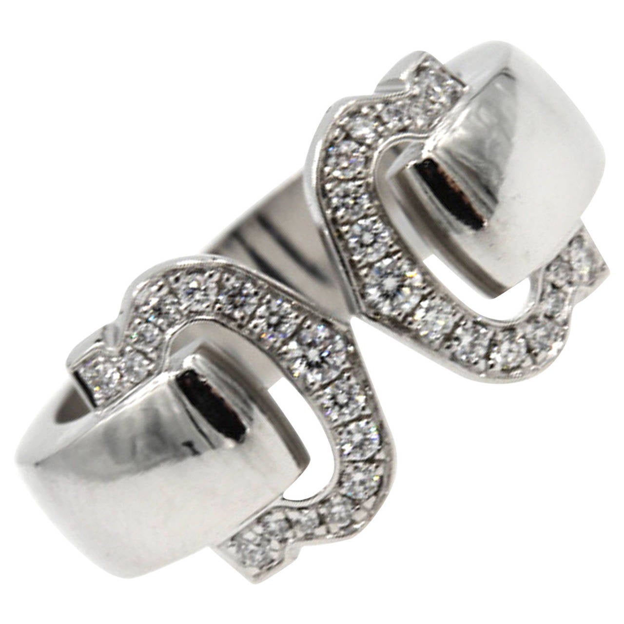 Cartier "Logo De Cartier" Diamond Gold Double C Ring