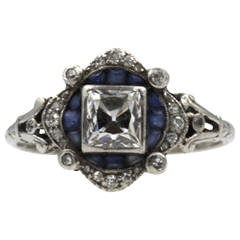 Antique Tiffany & Co. Art Deco Sapphire Diamond Platinum Engagement Ring