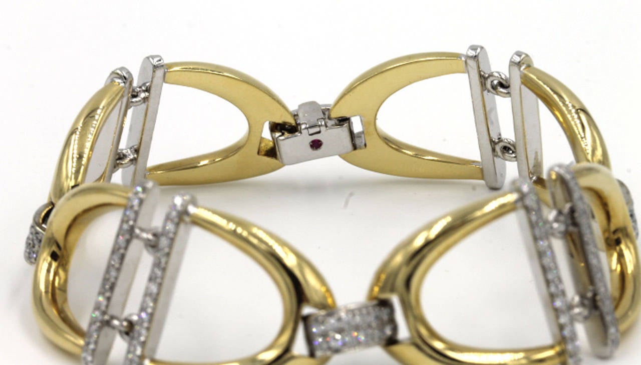 Roberto Coin Diamond Gold Horse Bit Link Bracelet