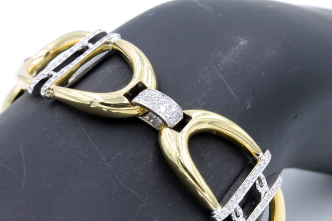 Women's Roberto Coin Diamond Gold Horse Bit Link Bracelet