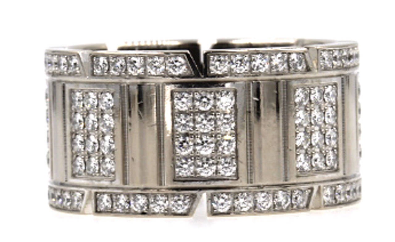 Fashionable Cartier Diamond and 18 Karat White Gold Band from the