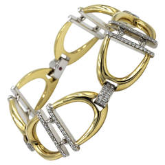 Roberto Coin Diamond Gold Horse Bit Link Bracelet
