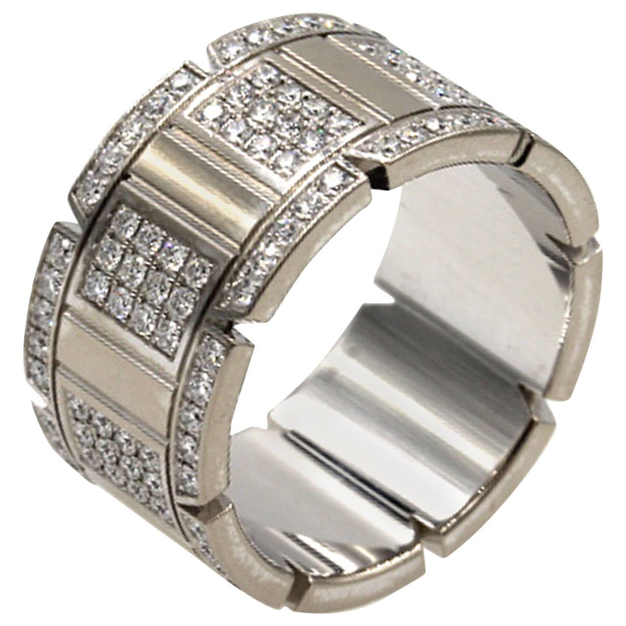 Cartier Diamond Gold Tank Francaise Band Ring