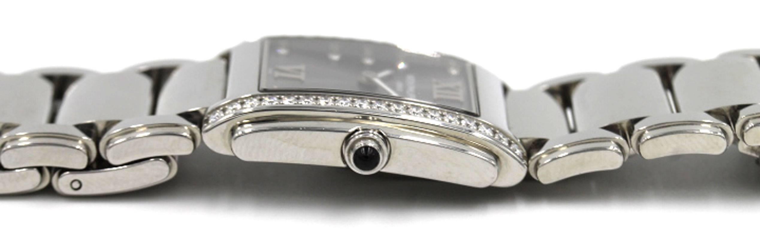 Modern Patek Philippe Stainless Steel Diamond Twenty-4 Black Dial Quartz Wristwatch 
