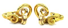 Gold Ram's Head Ear Clips