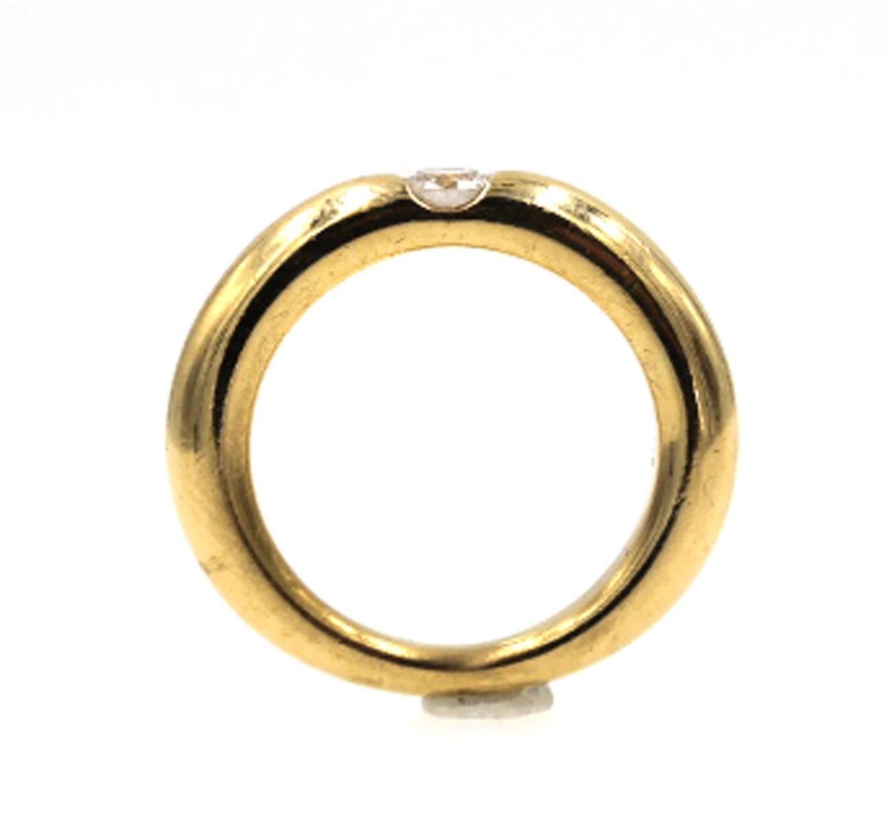 Modern Cartier Solitaire Diamond Gold Band Ring 