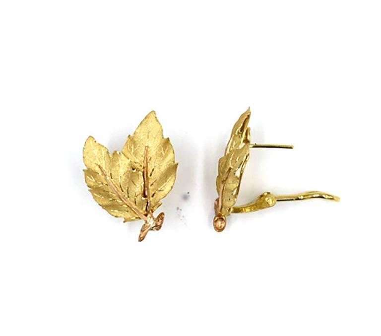 Buccellati Gold Two Leaf Design Earrings at 1stDibs