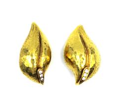 Tiffany & Co. Paloma Picasso Diamond Gold Leaf Earrings