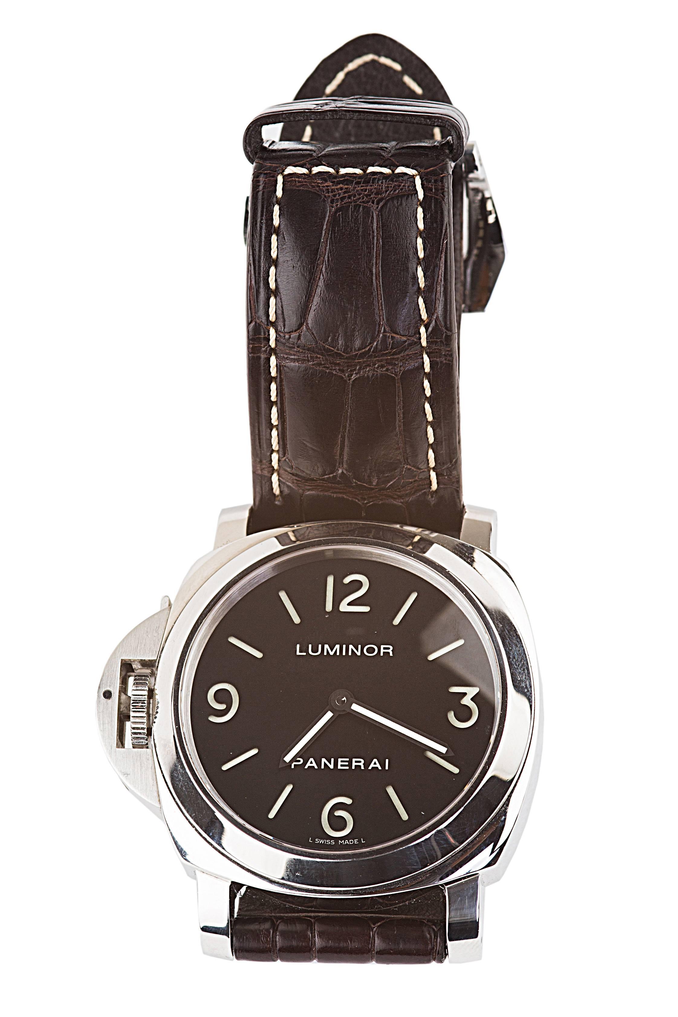 Panerai Luminor Stainless Steel Lefty Wristwatch Ref PAM 219  In Excellent Condition In Boca Raton, FL