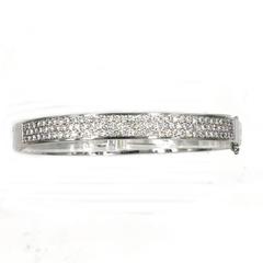 3-Row Diamond Gold Bangle Bracelet