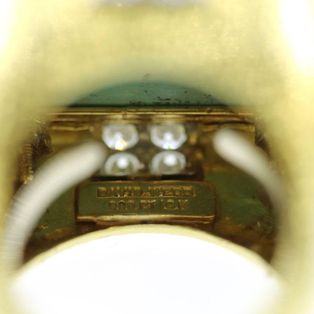 David Webb Turquoise Diamond Gold Platinum Ring In Excellent Condition In Boca Raton, FL