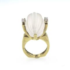 1960s Rock Crystal Diamond Yellow Gold Ring