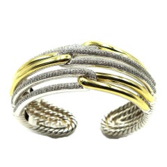 David Yurman Labyrinth Diamond Triple Loop Hinged Cuff Bracelet