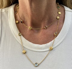 Marco Bicego Jaipur Graduated Color Gemstone 18K Yellow Gold Necklace 36 Inches