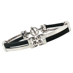 Modernes Herrenarmband aus 14-karätigem Weißgold mit Kautschukgliedern
