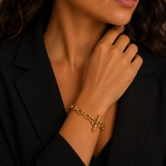 Bracciale vintage Vahe Naltchaya del 1987 con maglie ovali e chiusura a T