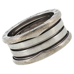 Bvlgari B.zero1 Three-Row Band 18 Karat White Gold Ring Size 54 (US 7)