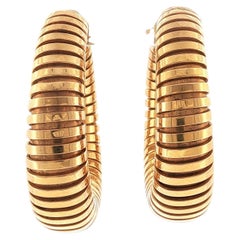 18 Karat Rose Gold Tubogas Hoop Earrings