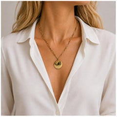 Tiffany & Co Elsa Peretti 18K Yellow Gold Large Gold Disc Pendant Link Necklace
