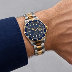 Rolex 40 mm Submariner Two Tone Blue Dial & Bezel Watch 16613 C 1999