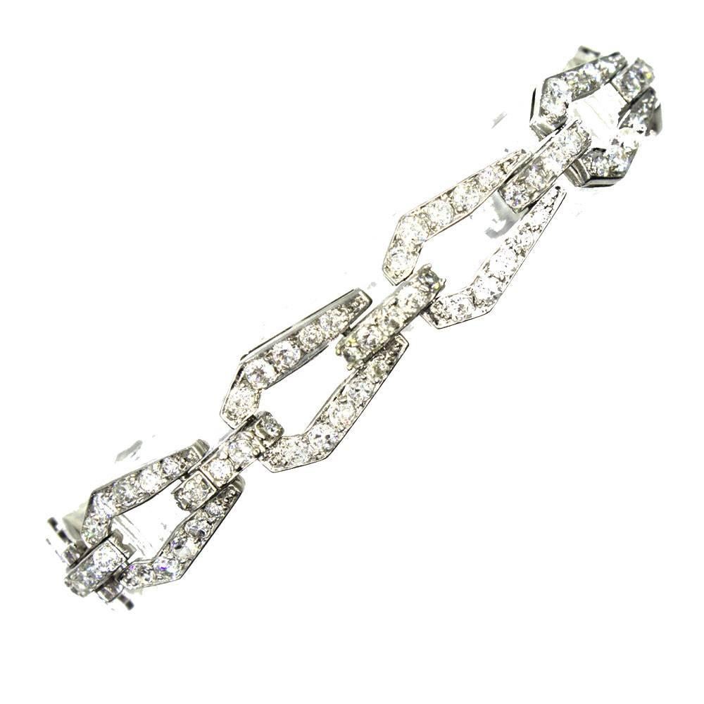 Art Deco 1940s Diamond Platinum Link Bracelet