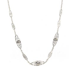 Art Deco Diamond Platinum Filigree Necklace