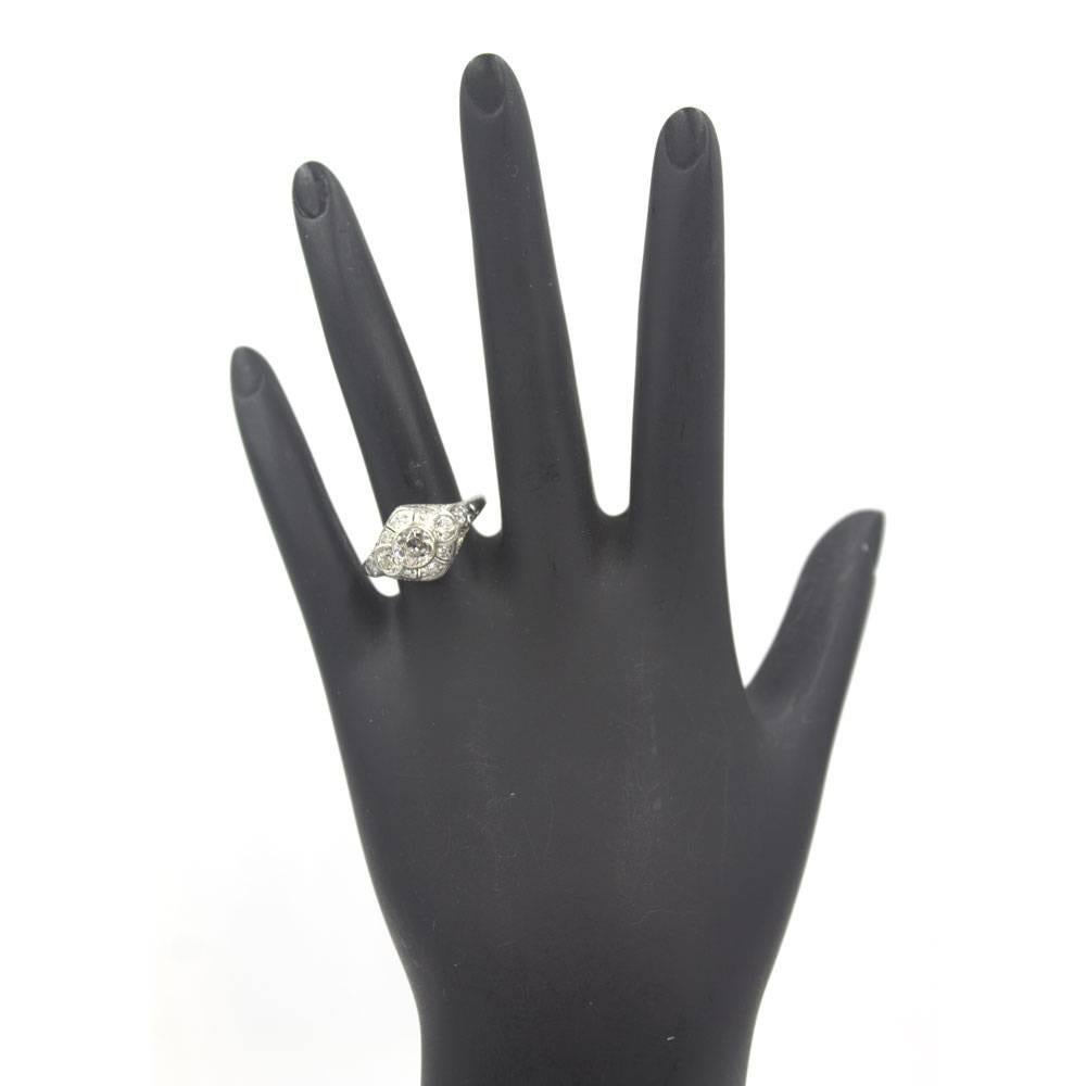 Art Deco Diamond Platinum Engagement Ring In Excellent Condition In Boca Raton, FL