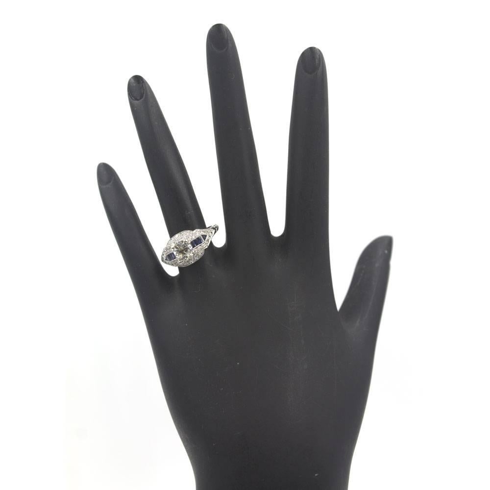 Women's Diamond Sapphire Platinum Engagement Ring