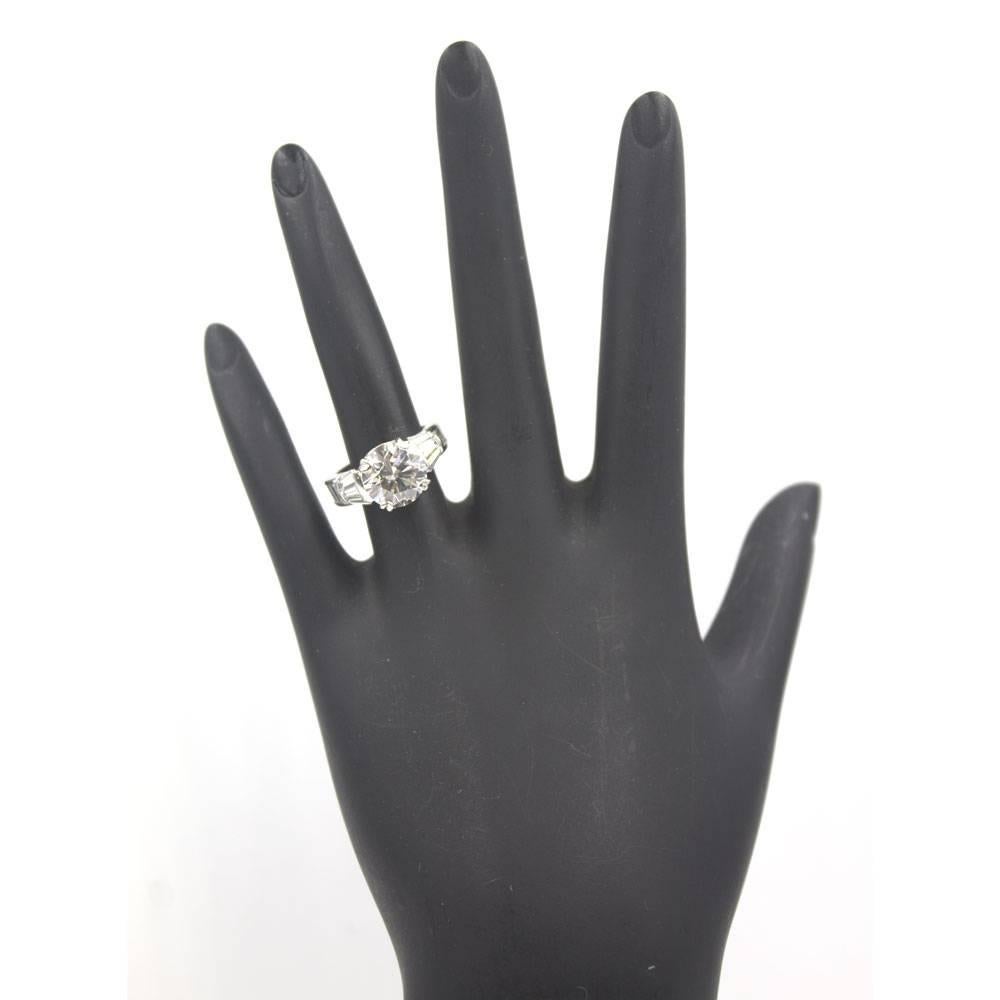 Modern 3.05 Carat Diamond Platinum Engagement Ring GIA Certificate 1