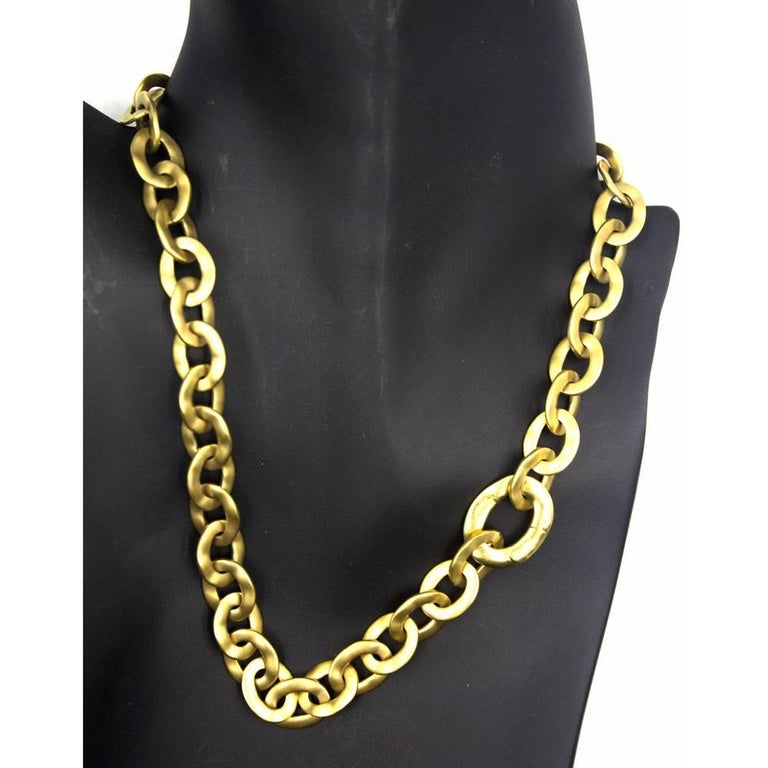 Pomellato 18 Karat Satin Finish Gold Link Chain Necklace at 1stDibs