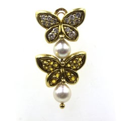 Van Cleef & Arpels Diamond Yellow Sapphire Pearl Butterfly Dangle Clip Earrings