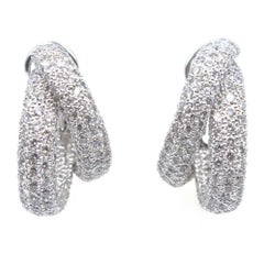 10 Carat Diamond White Gold Double Hoop Earrings